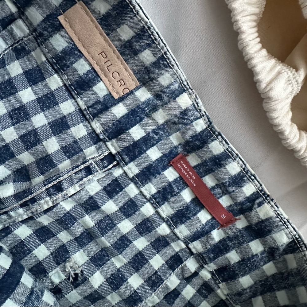 Pilcro Blue Checkered Wide Leg Pants - Picture 3 of 4